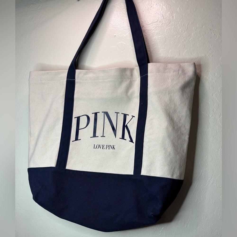 PINK Victoria's Secret Navy and Cream Tote